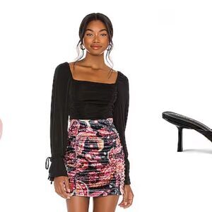 Free People Gigi Mini Printed Skirt in Pink Combo